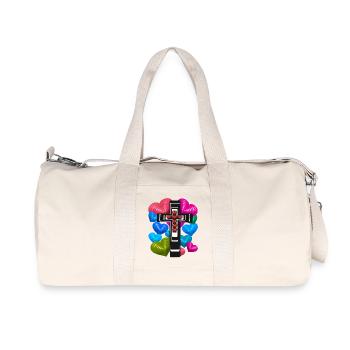 Cross Crosses Jesus Heart Hearts - Recycled Canvas Sports Bag by Stanley/Stella - natural - Front