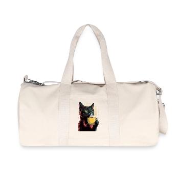 Chat Vintage avec Café - Style Pop Art - Sac de sport en toile recyclée Stanley/Stella - blanc naturel - Devant