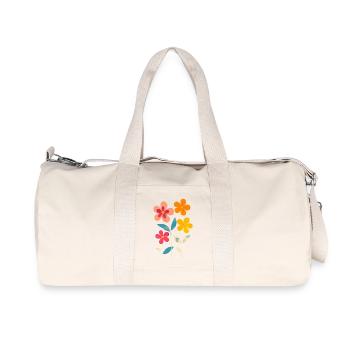Inspiré de Matisse : Motif floral rétro floral - Sac de sport en toile recyclée Stanley/Stella - blanc naturel - Devant