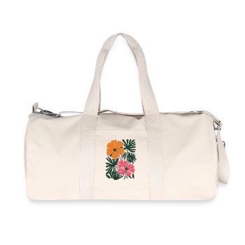 Matisse inspiriert: Florales Muster in Orange Pink - Recycelte Canvas-Sporttasche von Stanley/Stella - Naturweiß - Vorne
