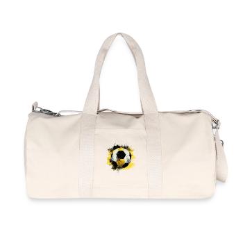 Ballon de football élégant avec des touches de couleur jaune-noir - Sac de sport en toile recyclée Stanley/Stella - blanc naturel - Devant