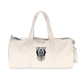 Lone Wolf - kein Rudel, keine Ketten, nur Wild - Recycelte Canvas-Sporttasche von Stanley/Stella - Naturweiß - Vorne
