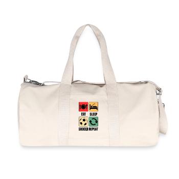 Eat Sleep Soccer Repeat Soccer Saying - Recycled Canvas Sports Bag by Stanley/Stella - natural - Front