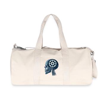 Bicycle Skeleton Brain Chainring Head - Recycled Canvas Sports Bag by Stanley/Stella - natural - Front