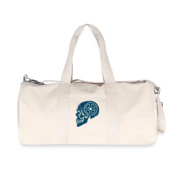 Bicycle Lover Skull Gear Art - Recycled Canvas Sports Bag by Stanley/Stella - natural - Front