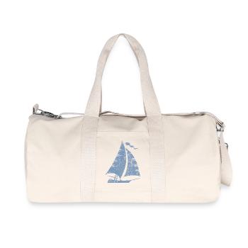 Silhouette de voilier minimaliste grunge - Sac de sport en toile recyclée Stanley/Stella - blanc naturel - Devant