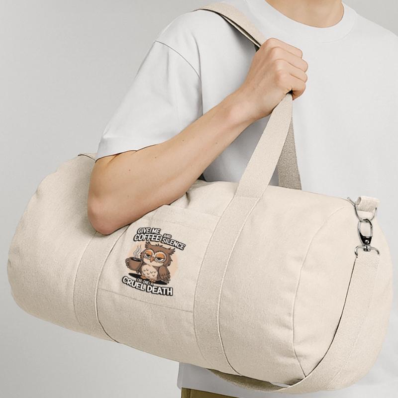 Kaffee Eule - geb mir Kaffee und Stille oder stirb Recycelte Canvas-Sporttasche von Stanley/Stella