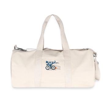 Cat on road bike design for bike lovers - Recycled Canvas Sports Bag by Stanley/Stella - natural - Front