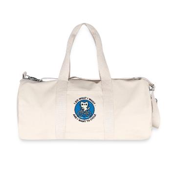 Motif de chat rétro sur un vélo avec humour et puissance - Sac de sport en toile recyclée Stanley/Stella - blanc naturel - Devant