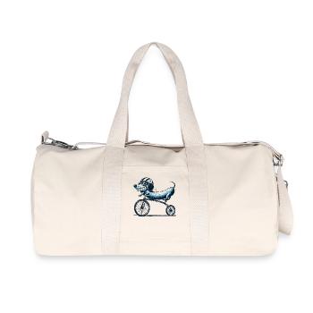 Motif de chien rétro avec vélo pour les amis cyclistes - Sac de sport en toile recyclée Stanley/Stella - blanc naturel - Devant