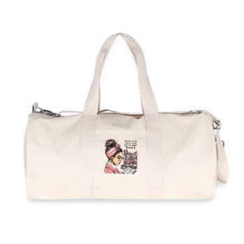 L’amateur de livres rencontre le look rétro d’une fille de livre - Sac de sport en toile recyclée Stanley/Stella - blanc naturel - Devant