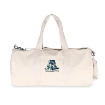 Retro Bookworm Bookworm Bookworm Book Lover - Recycled Canvas Sports Bag by Stanley/Stella - natural - Front