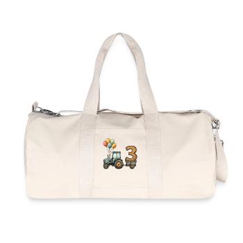Birthday tractor with trailer 3 years children - Recycled Canvas Sports Bag by Stanley/Stella - natural - Front