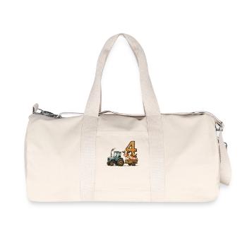 Tractor Animals Children's Birthday Party 4 Years Farm - Recycled Canvas Sports Bag by Stanley/Stella - natural - Front