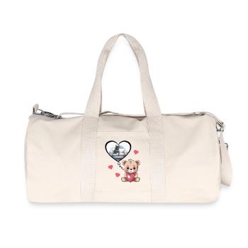 Français Bullgogge Teddy Bear Enfants - Sac de sport en toile recyclée Stanley/Stella - blanc naturel - Devant