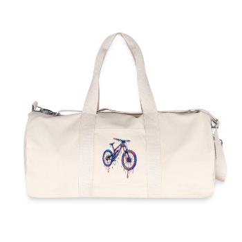 Psychedelisches Downhill-Bike – Tropfender Neon-St - Recycelte Canvas-Sporttasche von Stanley/Stella - Naturweiß - Vorne