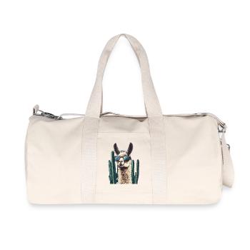 Funny Llama Alpaca Llama Animal Gift - Recycled Canvas Sports Bag by Stanley/Stella - natural - Front