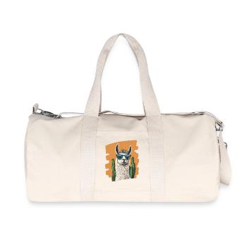 Funny Llama Alpaca Llama Animal Gift - Recycled Canvas Sports Bag by Stanley/Stella - natural - Front