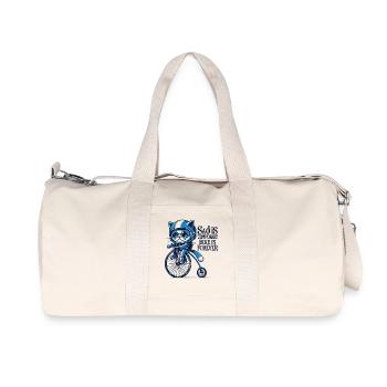 Katzen Fahrrad Design mit Spruch für Radfahrende - Recycelte Canvas-Sporttasche von Stanley/Stella - Naturweiß - Vorne