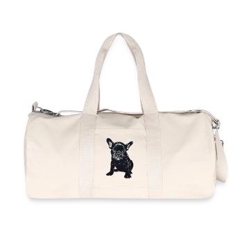 Sniffing Bulldog - Recycled Canvas Sports Bag by Stanley/Stella - natural - Front
