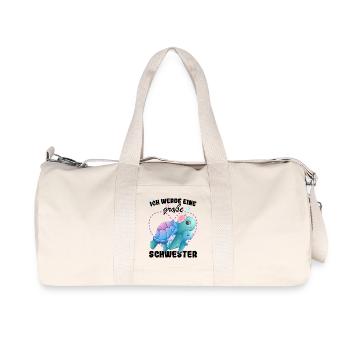 Nachwuchs Verkünden Ich Werde Große Schwester 2027 - Recycelte Canvas-Sporttasche von Stanley/Stella - Naturweiß - Vorne