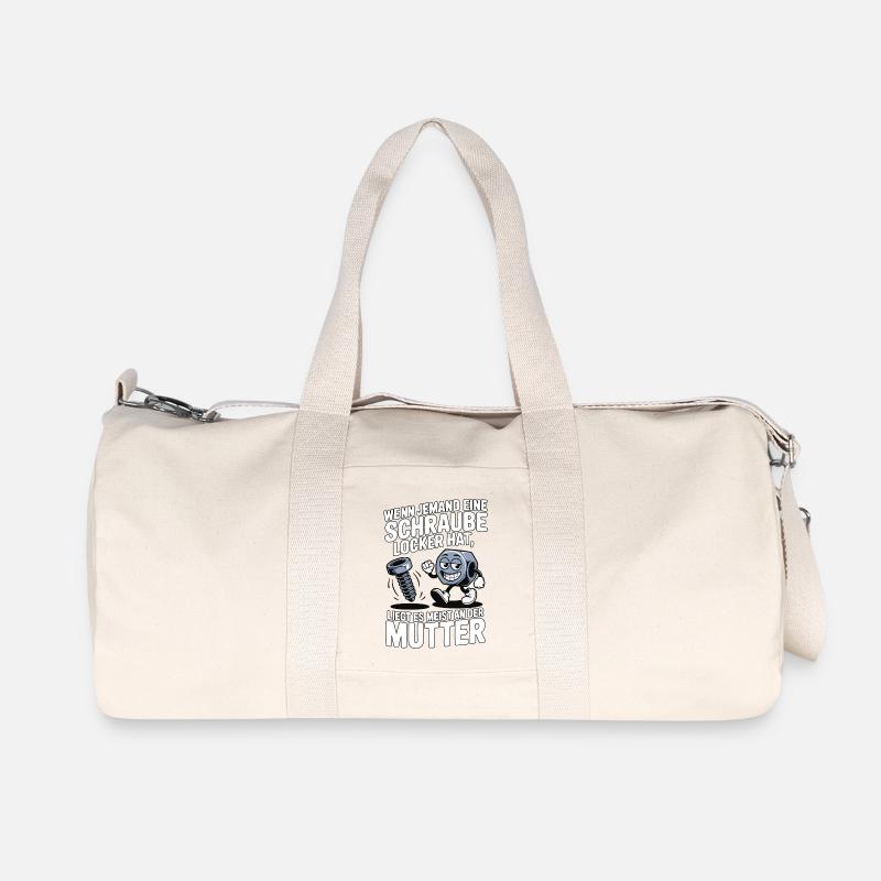 Wenn jemand eine Schraube locker hat Mutter Spruch - Recycelte Canvas-Sporttasche von Stanley/Stella - Naturweiß