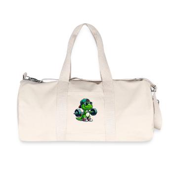 Cooler T-Rex Hantel Gewichtheber Fitness Cartoon - Recycelte Canvas-Sporttasche von Stanley/Stella - Naturweiß - Vorne