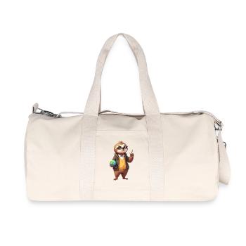 Faultier mit Erdkugel und Brille als Lehrperson - Recycelte Canvas-Sporttasche von Stanley/Stella - Naturweiß - Vorne