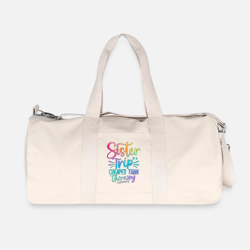 Sister Trip Schriftzug mit Regenbogenfarben - Recycelte Canvas-Sporttasche von Stanley/Stella - Naturweiß