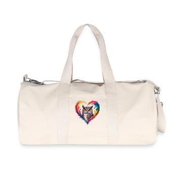 Farbige Eule Herz Design - Recycelte Canvas-Sporttasche von Stanley/Stella - Naturweiß - Vorne