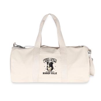 Border Collie Portrait Illustration - Recycled Canvas Sports Bag by Stanley/Stella - natural - Front
