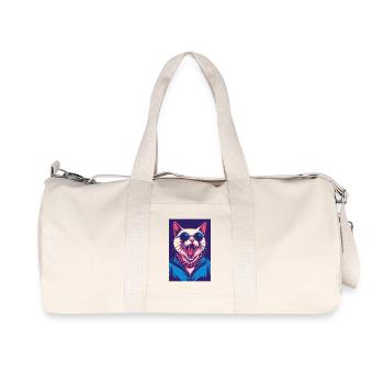 Retro  Cat with Sunglasses and Chain - Recycled Canvas Sports Bag by Stanley/Stella - natural - Front