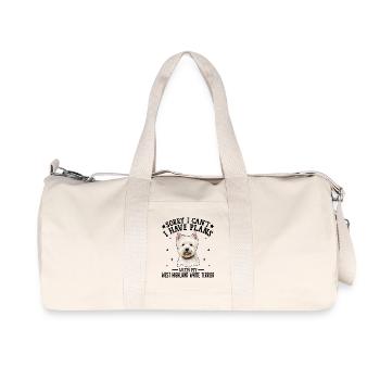 Skurriles Westie-Porträt-Design - Recycelte Canvas-Sporttasche von Stanley/Stella - Naturweiß - Vorne
