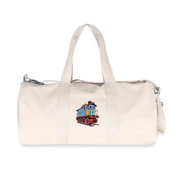 Retro steam locomotive illustration - Recycled Canvas Sports Bag by Stanley/Stella - natural - Front