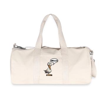 Humorous seagull with speech bubble - Recycled Canvas Sports Bag by Stanley/Stella - natural - Front