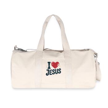 Sacred Heart Cross Design - Recycled Canvas Sports Bag by Stanley/Stella - natural - Front