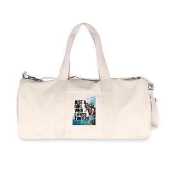 Just a girl who loves turtles - Recycelte Canvas-Sporttasche von Stanley/Stella - Naturweiß - Vorne