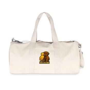 Peace Love Paws Animal Friendship Design - Recycled Canvas Sports Bag by Stanley/Stella - natural - Front