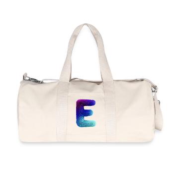 Letter E fur effect | Gradient purple blue - Recycled Canvas Sports Bag by Stanley/Stella - natural - Front