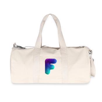 Letter F in fur look with color gradient - Recycled Canvas Sports Bag by Stanley/Stella - natural - Front