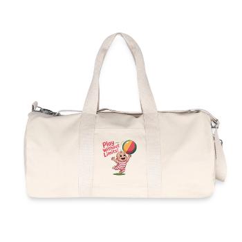 Playful Baby with Beach Ball Design - Recycled Canvas Sports Bag by Stanley/Stella - natural - Front