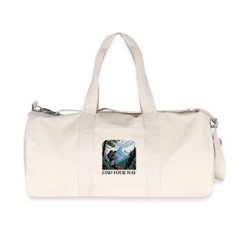 Mountain Hiker with Scenic Peaks - Recycled Canvas Sports Bag by Stanley/Stella - natural - Front