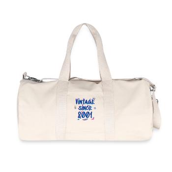 Vintage Since 2001 Graffiti Glitch 24th Bday Vibes - Recycled Canvas Sports Bag by Stanley/Stella - natural - Front