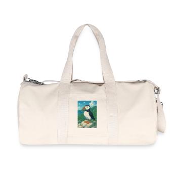 Anime Papageientaucher Puffin - Recycelte Canvas-Sporttasche von Stanley/Stella - Naturweiß - Vorne
