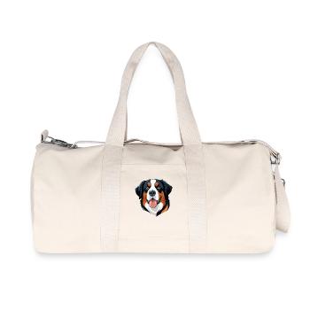 Dog motif with lively expression - Recycled Canvas Sports Bag by Stanley/Stella - natural - Front