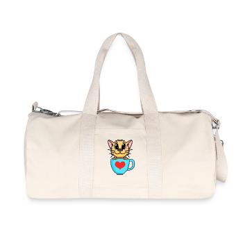 Katze mit Herz auf Becher - Recycelte Canvas-Sporttasche von Stanley/Stella - Naturweiß - Vorne