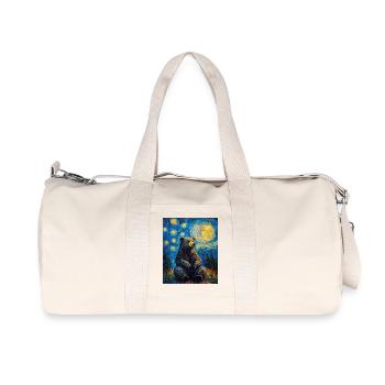 Bear Bears Van Gogh Style Starry Night - Recycled Canvas Sports Bag by Stanley/Stella - natural - Front