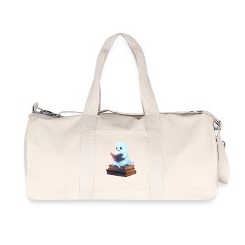 Playful ghost reading design - Recycled Canvas Sports Bag by Stanley/Stella - natural - Front