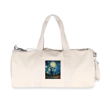 Vache Vaches Taureau Style Van Gogh Étoilé - Sac de sport en toile recyclée Stanley/Stella - blanc naturel - Devant
