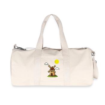 Malerischer Windmühlen-Print im Vintage-Stil - Recycelte Canvas-Sporttasche von Stanley/Stella - Naturweiß - Vorne